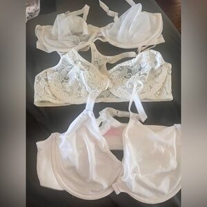 Women's White Lace & Sheer bras- 38C never worn